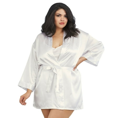

Dreamgirl Plus Size Satin Robe & Chemise Set