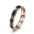 thumbnail image 6 of 4mm Rose Gold/Silver Stainless Steel Band Women's White/Black Ring Sz 5-9, 6 of 8