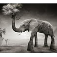 thumbnail image 2 of XibiaoHuang 17x15 Black Ornate Wood Framed with Double Matting Museum Art Print Titled - The story of elephants, 2 of 4