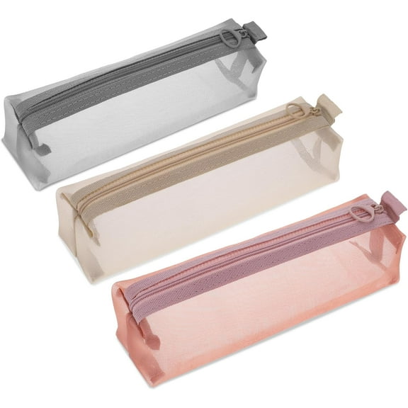 3Pcs Mesh Makeup Brush Bag, Small Makeup Pouch with Zipper Portable Clear Makeup Bags Small Mesh Zipper Pouch Mesh Cosmetic Bag for Home Office Travel Accessories Organizer