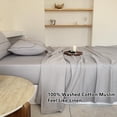 thumbnail image 4 of Muslin Cotton Sheet Set Queen Size, 2-Layer Washed Cotton Gauze Linen Feel Like Bed Sheets, 4-Pieces Bed Blanket Sheet Set with Deep Pocket(Gray,Queen), 4 of 7