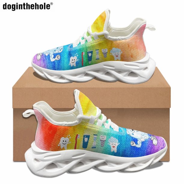 Doginthehole - Zapatillas de deporte informales de verano para mujer, zapatillas de exterior, tendencia de moda, nuevas zapatillas para correr con estampado de dientes de amor, zapatillas deportivas c