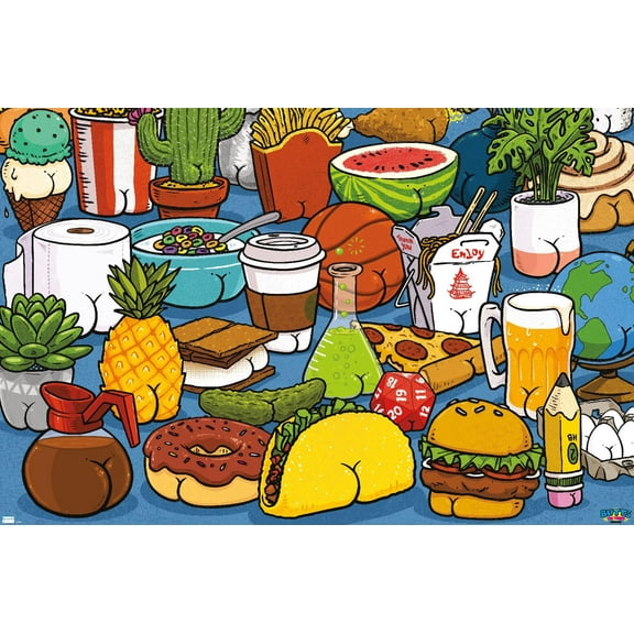 Brian Cook: Butts on Things - Food Wall Poster, 22.375" x 34"