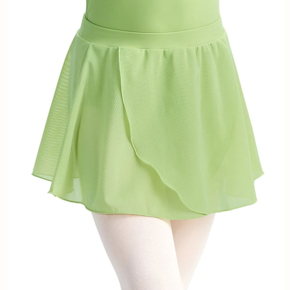 Girls Dance Practice Skirt Ballet Tutu with Elastic Waist and Soft Mesh Layered Performance Skirt for Ballet Training Recital and Stage, 12-14 Years, Light Green