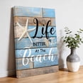 thumbnail image 3 of Canvas Wall Art Life Is Canvas Art Print Better at The Beach Summer Starfish Blue Wood Grain Pictures Wall Decor for Living Room Bedroom Artwork Decorations Stretched Framed Ready to Hang 20"x24", 3 of 9