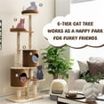 thumbnail image 2 of Demi Bonn 75" Modern Cat Tree Tower for Indoor Cats, 6-level Large Wood Cat Condo with Scratching Post and Removable Pads for Small Large Cats, Brown, 2 of 8