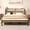 Brown, variant on Queen Bed Frame with LED and Charging Station, Metal Platform Bed with Storage Headboard, Black