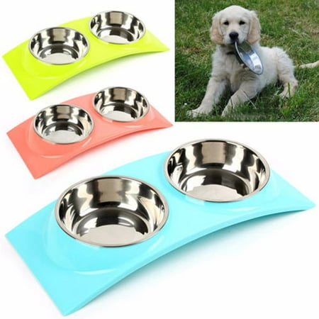 Stainless Steel Double Pet Dog Cat Bowl Puppy Food Water Feeder Feeding (Best Feeding Schedule For Puppies)