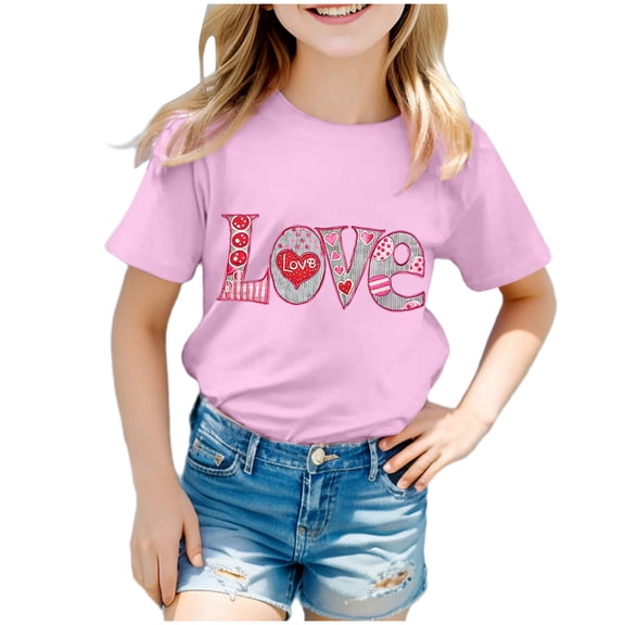 Godom Short Sleeve Shirt for Girls Crewneck T-Shirt Tee Summer Cute T Shirts