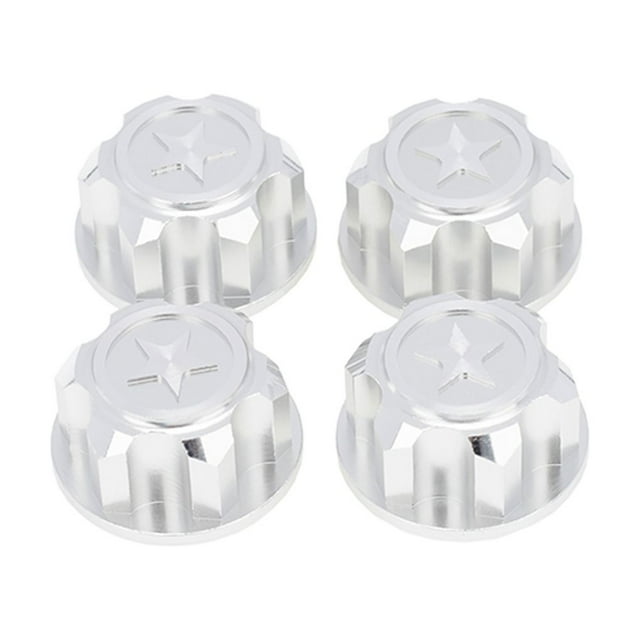 4PCS/Packs Wheel Nuts Hubcap Deepen Threaded Wheel Cover Toy Accessory Replace Parts Waterproof Caps Nuts 1/8 RC Truck Sliver
