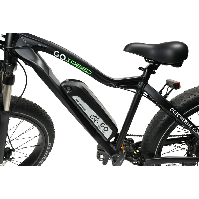 GoPowerBike GoSpeed 750W Electric Mountain Bicycle with All Terrain Fat Tires 20mph Top Speed and up to 36 Miles B101BLK