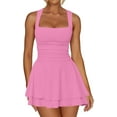 thumbnail image 1 of Kaximil Women's Square Neck Ruffle Hem Mini Dress Ruched Waist Short Party Dresses, 1 of 11