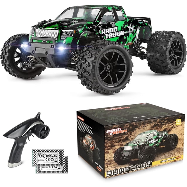 HAIBOXING 1:18 Scale All Terrain RC Car 18859, 36 KPH High Speed 4WD Electric Vehicle with 2.4 GHz Remote Control, Two Rechargeable Batteries (Green)