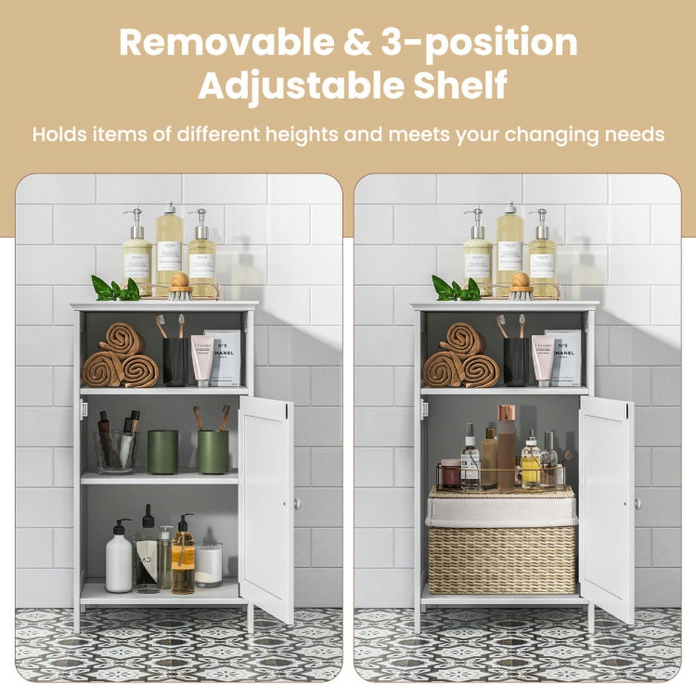 Finihen Bathroom Storage Cabinet, Bathroom Floor Cabinet, Bathroom Freestanding Adjustable Shelf Floor Storage Cabinet, for Bathroom, Living Room, Bedroom, Kitchen, White Finihen Bathroom Storage Cabinet, Bathroom Floor Cabinet, Bathroom Freestanding Adjustable Shelf Floor Storage Cabinet, for Bathroom, Living Room, Bedroom, Kitchen, White