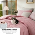 thumbnail image 5 of YEPCLUB 3-Piece Twin Size Comforter Set, Pink Down Alternative Reversible Bedding Set, All-Season Quilted Soft Comforter with Pillowcases, 5 of 7