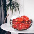 thumbnail image 3 of nu steel Metal Wire Fruit Basket Bowl For Kitchen,Living Room,Office - Large Decorative Centerpiece To Display Fruit, Vegetables, Household Items Or Use As A Gift Basket , Matte black and wooden base, 3 of 4