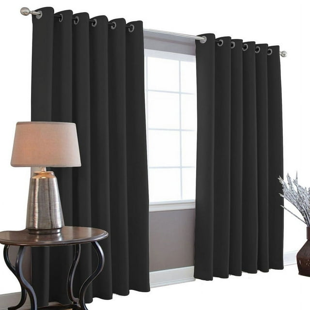 Cortinas Blackout 275cm Ancho X 215cm De Largo En 2 Paneles 100% Microfibra Poliéster NEGRO MELOCOTTON HOGAR