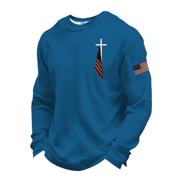 Camisetas de Manga Larga para Hombres Blusa de Cuello Redondo, Manga Larga Cómoda de Poliéster para el Uso Diario