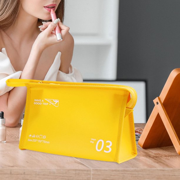 Neceser de Viaje Perfecl Organizador de Artículos de Tocador Bolsa de Almacenamiento Multiusos Bolsa de Maquillaje Impermeable Bolsa de Cosméticos Portáti Amarillo Horizontal