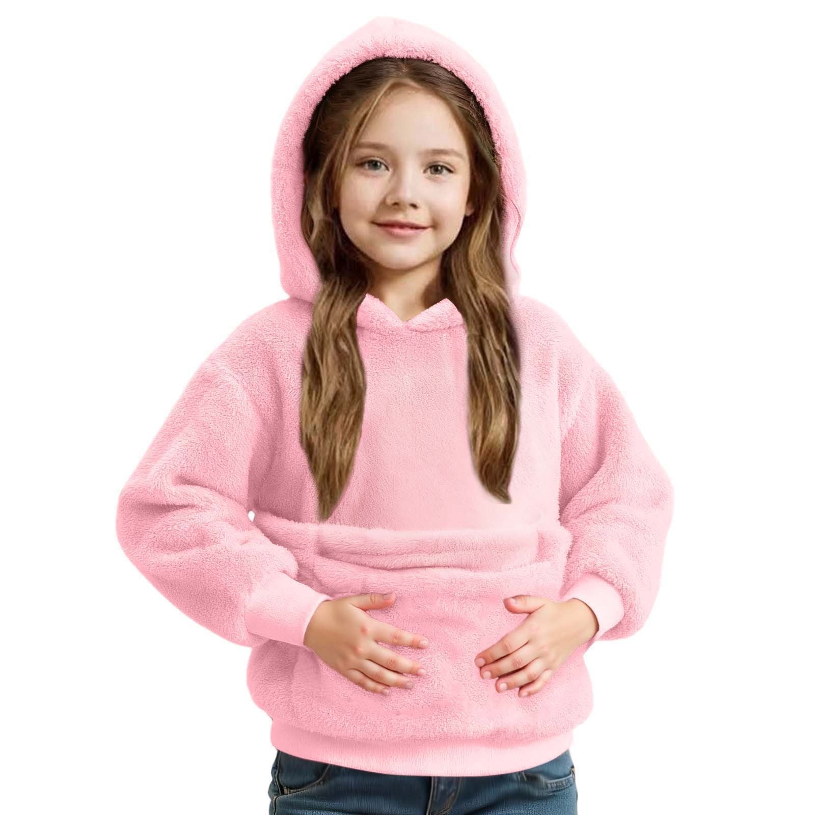 Girls Boys Hoodie with Dog Pouch Fuzzy Pet Hoodie Carrier Long Sleeve Top with Pocket Fall Winter Clothes 9-10 Years