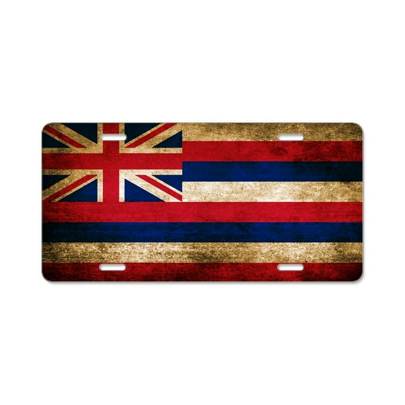 CafePress - Vintage Flag Of Hawaii - Aluminum License Plate, Front License Plate, Vanity Tag
