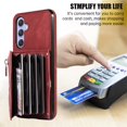 thumbnail image 3 of RFID BLOCKING Wallet Case for Samsung Galaxy A15 with Card Holder, Zipper Pocket Kickstand Function Shockproof Purse Phone Cover with Removable Shoulder Strap & Wrist Strap, Red, 3 of 10