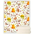 thumbnail image 5 of Fall Throw Blanket, Fall Decor Blanket, Autumn Maple Leaves Trees Animals Cute Fox Squirrel Hedgehog Rabbit Bird Mushroom Soft Cozy Lightweight Throw Blanket for Couch Bed Sofa Decor 50"x60", 5 of 6