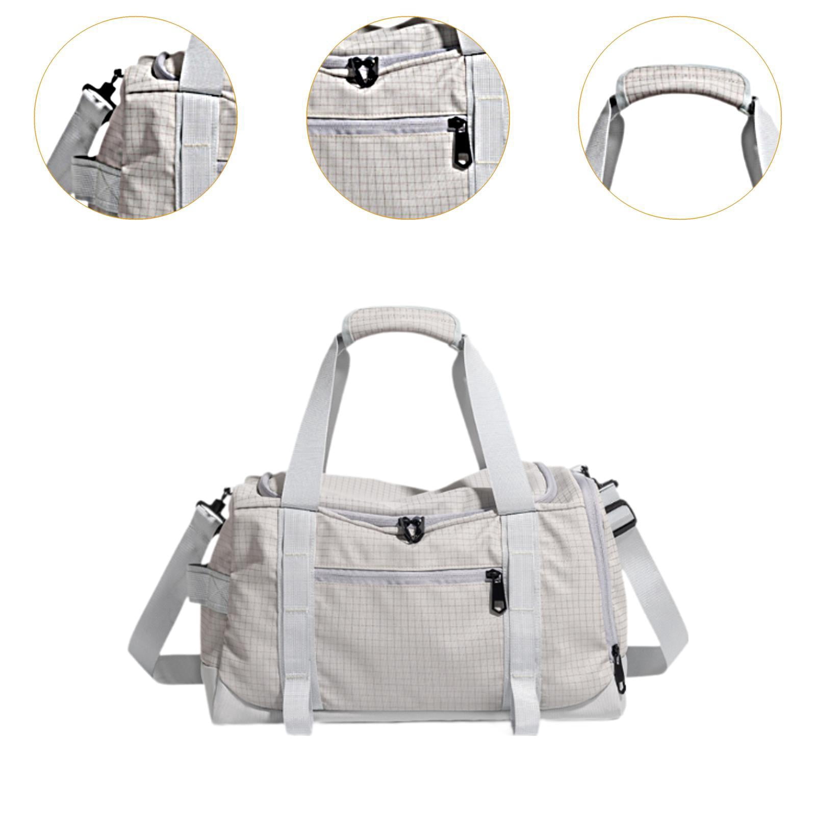 Dualoai Gym Bag Fitness with Shoe Compartment Easy to Carry Tote Water Resistance Sports Grey