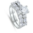 thumbnail image 4 of Round Solitaire Clear CZ Wedding Ring Set .925 Sterling Silver Band White Jewelry Female Size 6, 4 of 4