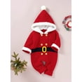 thumbnail image 2 of Honganda Infant Christmas Hooded Romper with Double-Breasted, Fur Ball, 2 of 9