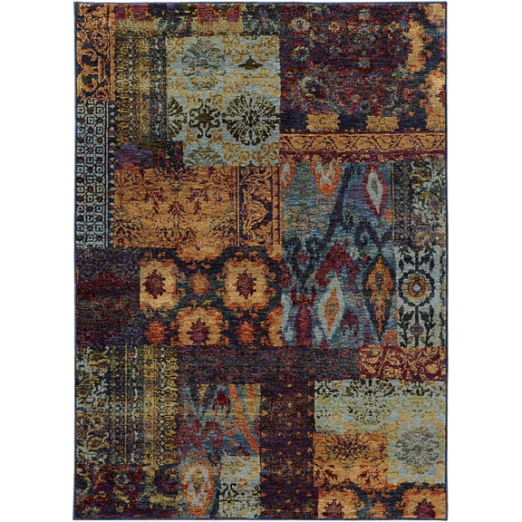 Moretti Glow Area Rug 7137A Multi Curls Dots 6' 7" x  9' 6" Rectangle