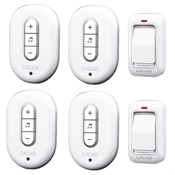Timbre de puerta de timbre con botón pulsador autoalimentado impermeable para la seguridad de la villa de Ministerio del Interior - 4 receptores +2 transmisores Sunnimix Timbre de la puerta timbre inalámbrico
