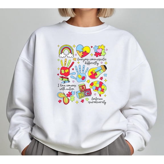 Autism Awareness Sweatshirt, Puzzle Piece Neurodiversity Crewneck, Support Someone With Autism Gift Shirt