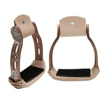 Showman Lightweight Copper Colored Aluminum Stirrups w/ Engraved & Cut Out Design