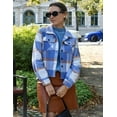 thumbnail image 4 of Zeagoo Shacket Women Cropped Flannel Plaid Button Down Jacket Houndstooth Casual Fall Fashion Coats, 4 of 5