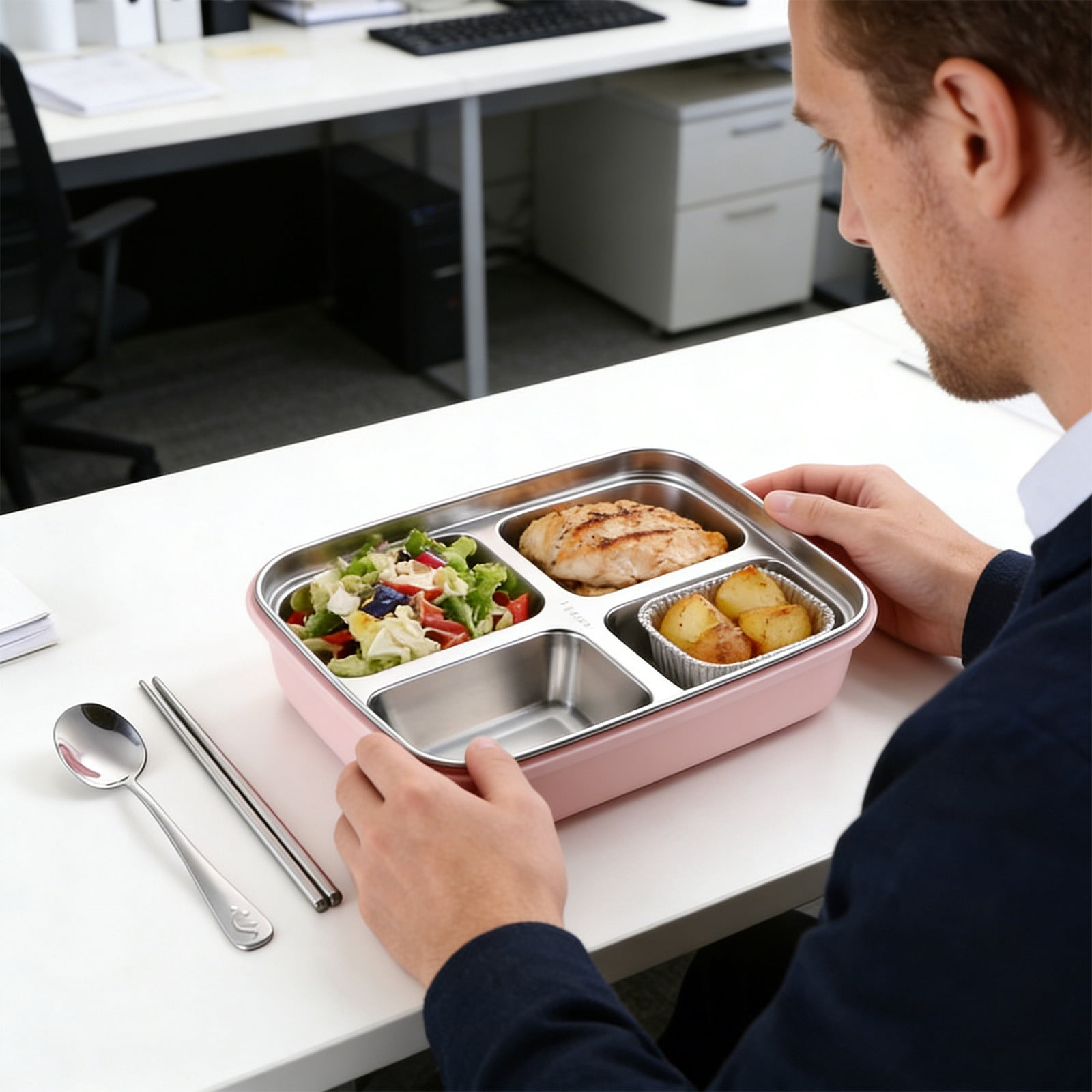 Bento Box Divided Airtight Food Storage Container for Work Office Daily Use