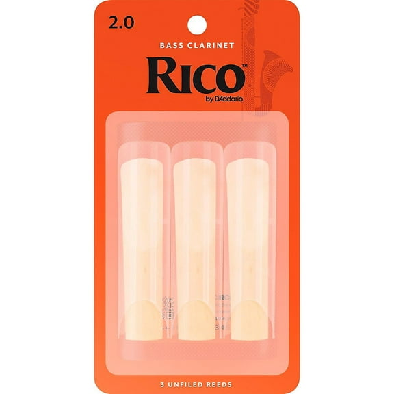 Rico by D'Addario Bass Clarinet Reeds, Strength 2, 3 Pack