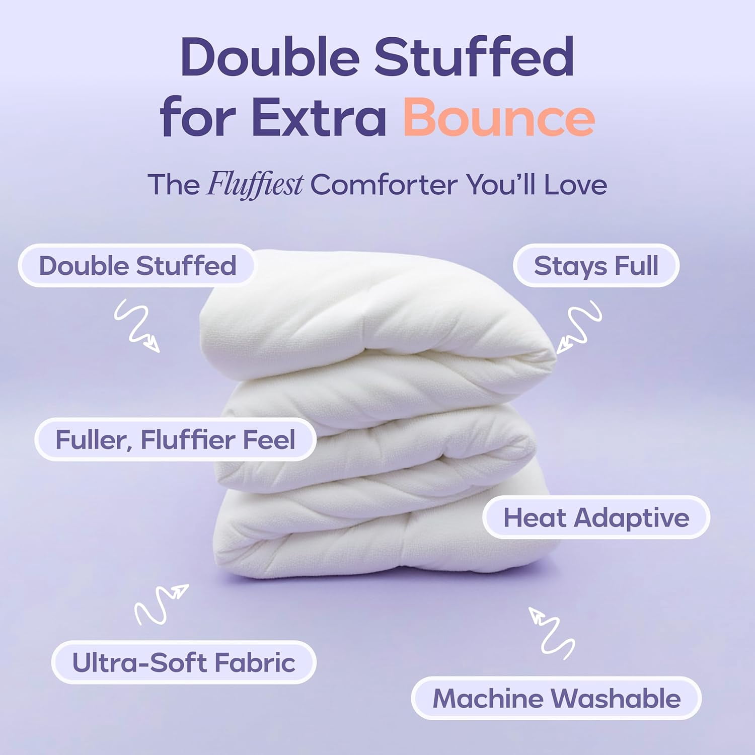 Mellow Marshmellow Comforter - Extra Fluffy Double-Stuffed Down Alternative Duvet Insert, All-Season Temperature-Balancing, Oeko-Tex Class I Fabric, Box-Stitch, Machine Washable