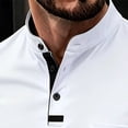 thumbnail image 5 of LEAVINGSUO Men's Stand Collar Long Sleeve Shirt Casual Loose Fitting Sports Breathable Top White XL, 5 of 7