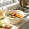 thumbnail image 3 of Homellea Beige Collapsible Wash Basin, 13.78 Inch Large Round Foldable Laundry Tub with Dual Handles and Hanging Holes for Hand Washing, Foot Soaking, Dorm, Bathroom, RV, Camping and Travel, 3 of 6