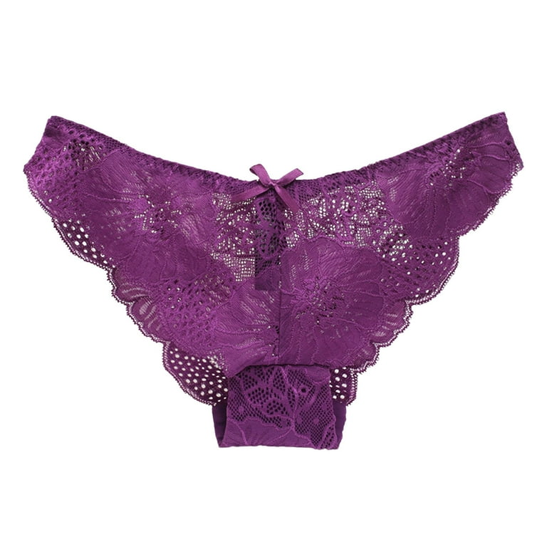 Ruidigrace Fashion Women Underwear Brief lace Panties Seamless Cotton Panty  Hollow Purple S 