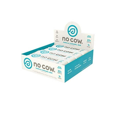 No Cow Protein Bar Vanilla Caramel 22g Plant Based Protein 12 Count