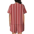 thumbnail image 3 of Naloa Stripes Red White Women's Short-Sleeved Pajama Set, Loungewear, Summer pajamas, Breathable Cozy - Small, 3 of 9
