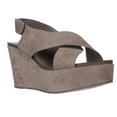 thumbnail image 1 of Womens STEVEN by Steve Madden Genesis Wedge Criss-Cross Sandals, Taupe, 9.5 US, 1 of 6