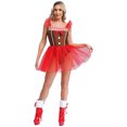 thumbnail image 5 of Disfraz de Cosplay de pan de jengibre de Navidad para mujer, vestido de tutú de malla a rayas con lazo, mono de Navidad, Año Nuevo, ropa de juego de rol para hombre con galletas, 5 of 5