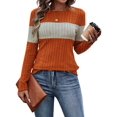 thumbnail image 3 of Women'S Sweaters Trendy Color Block Tops Long Sleeve Shirts Fall Outfits Early Fall Fashion Winter Clothing Orange L, 3 of 9