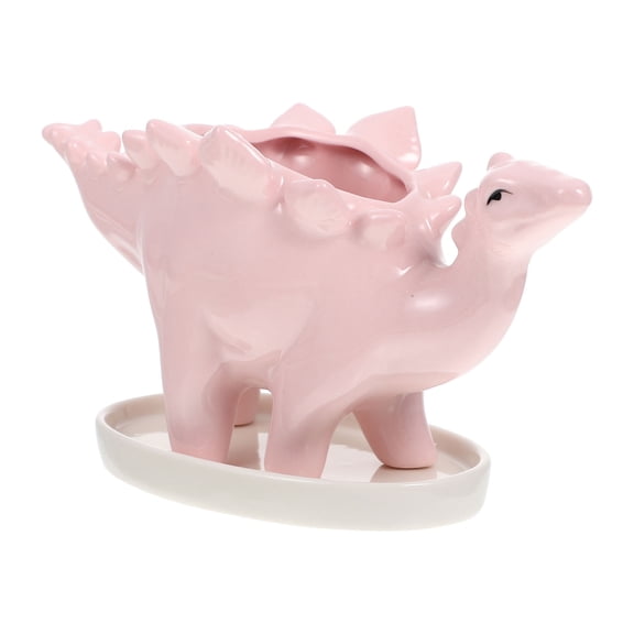 FUEENIRVA Flower Planter Ceramic Dinosaur Pattern Pot Pink 1Pack Plant Holder