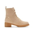thumbnail image 2 of COLE HAAN Womens Beige Lace Up Padded Lug Sole Camea Round Toe Block Heel Zip-Up Suede Combat Boots 6.5 B, 2 of 3