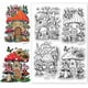 thumbnail image 1 of Sellos transparentes de silicona con diseño retro de casa de setas, flores y plantas., 1 of 9