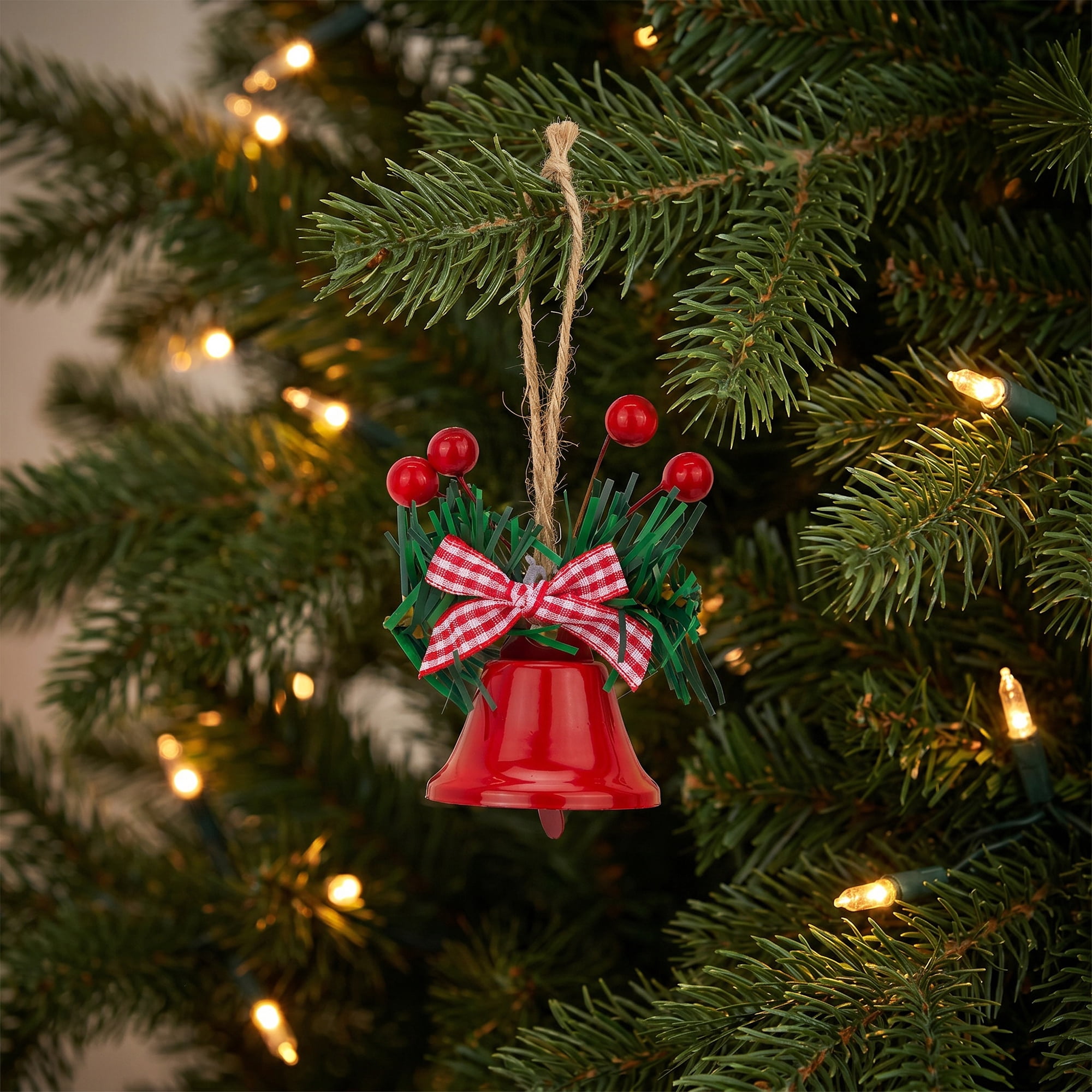 Unique Bargains 10Pcs Christmas Ornaments Rustic Iron Bells Red 1.8"L x 1.8"W x 5.3"H